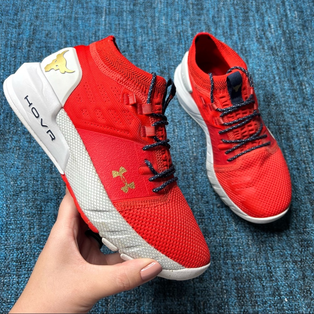Under Armour Project Rock 2 HOVR Sneakers in Anthem Red Halo Gray